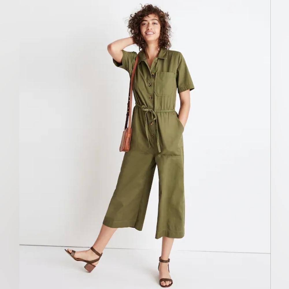 Madewell Wide Leg Utility Jumpsuit Women Size 6 Olive Green